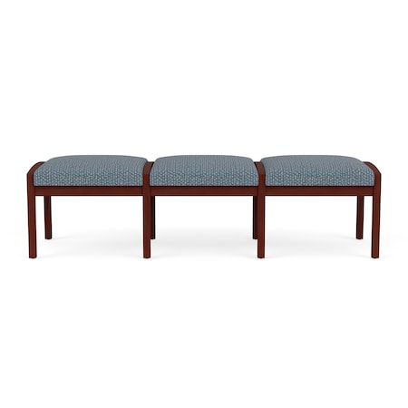 Lesro Lenox Wood 3 Seat Bench Wood Frame, Mahogany, RF Serene Upholstery LW3001